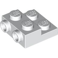Plate Special 2 × 2 × 2/3 with Two Studs On Side and Two Raised [Half Hollow Anti-stud] - Updated Version White
