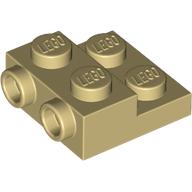 Plate Special 2 × 2 × 2/3 with Two Studs On Side and Two Raised [Half Hollow Anti-stud] - Updated Version Beige