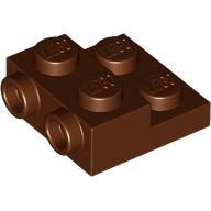 Plate Special 2 × 2 × 2/3 with Two Studs On Side and Two Raised [Half Hollow Anti-stud] - Updated Version Rotbraun