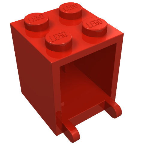 Kiste 2 × 2 × 2 [massiv Noppen] Rot