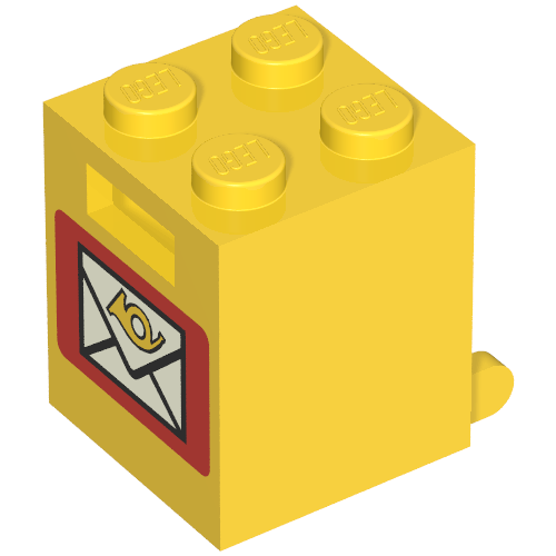 Box 2 × 2 × 2 [Solid Studs] with Mailbox Print Gelb