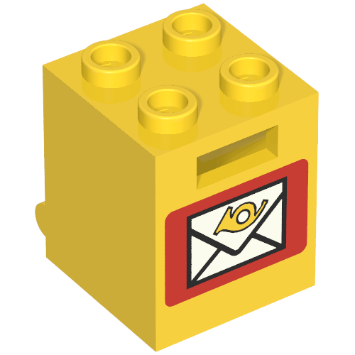 Box 2 × 2 × 2 [Hollow Studs] with Mailbox Print Gelb