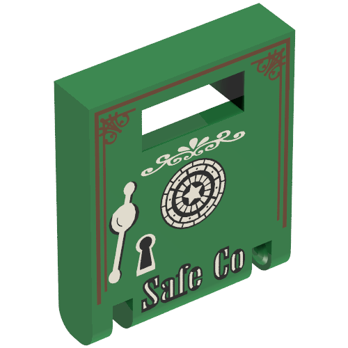 Box 2 × 2 × 2 Door with Slot and Safe with 'Safe Co' Print Green