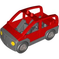 Duplo Car with 2 Studs on Roof, Dark Bluish Gray Base Red