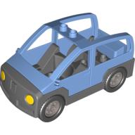 Duplo Car with 2 Studs on Roof, Dark Bluish Gray Base Medium Blue