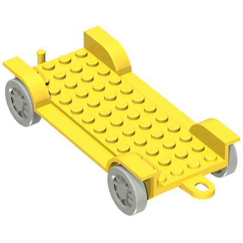 Fabuland, Vehicle Base, Car Chassis 12 × 6 with Tow Hook [Complete Assembly] Yellow