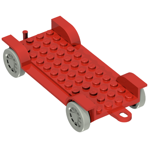 Fabuland, Vehicle Base, Car Chassis 12 × 6 with Tow Hook [Complete Assembly] Red