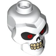 Minifig Head Special, Skull Red Eyes, Tan Teeth Print Weiß