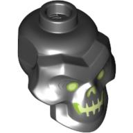Minifig Head Special, Skull with Lime/Yellowish Green Eyes, Mouth Black