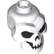 Minifig Head Special, Skull with Black Eyes, Mouth print Weiß
