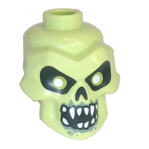 Minifig Head Special, Skull with Black Eyes, Mouth with White Fangs Gelbgrün