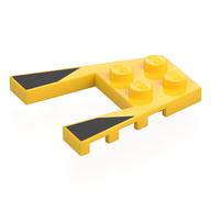 Wedge Plate 4 × 4 with 2 × 2 Cutout with Black Shapes print Gelb