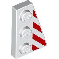 Wedge Plate 3 × 2 Right with Red Stripes print White