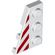 Wedge Plate 3 × 2 Left with Red Stripes print Weiß