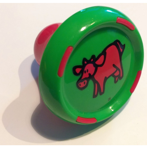 Music Builder Sound Plug with Red Base and Red Cow Print Bright Green