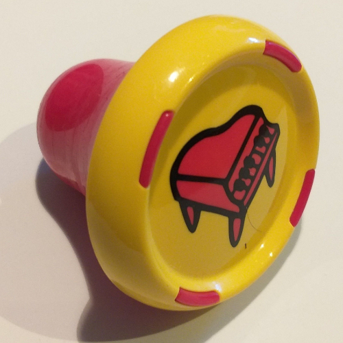 Music Builder Sound Plug with Red Base and Red Piano Print Yellow