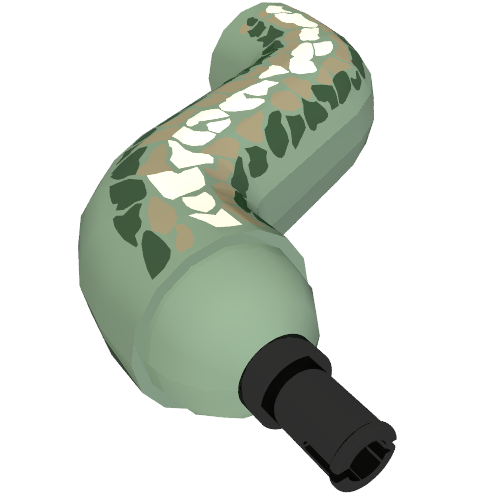 Animal Body Part, Snake / Serpent Neck S-Curve with Fixed Pin with Scales Print (Basilisk) Sand Green