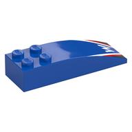 Brick Curved 6 × 2 with White 'W", White/Red Stripes print Blue
