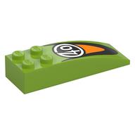 Brick Curved 6 × 2 with White '40' in Circle, Orange/Black Logo print Lime