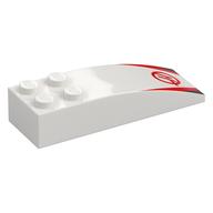 Brick Curved 6 × 2 with Red 'H', Triangles print White