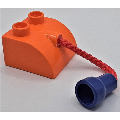 Duplo Animal Brick 2 × 2 Rounded with Red Rope Tail and Violet Hole Connector Lila