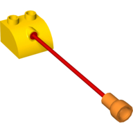 Duplo Animal Brick 2 × 2 Rounded with Red Rope Tail and Orange Hole Connector Yellow