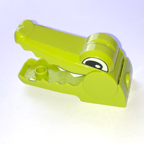 Duplo Animal Brick 2 × 2 Alligator/Crocodile Head with Opening Jaw Limette