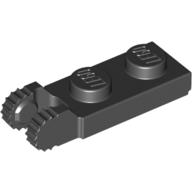 Hinge Plate 1 × 2 Locking with 2 Fingers On End, with Groove, 9 Teeth Schwarz