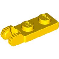 Hinge Plate 1 × 2 Locking with 2 Fingers On End, with Groove, 9 Teeth Gelb