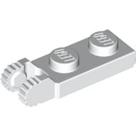 Hinge Plate 1 × 2 Locking with 2 Fingers On End, with Groove, 9 Teeth White