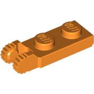 Hinge Plate 1 × 2 Locking with 2 Fingers On End, with Groove, 9 Teeth Orange