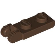Hinge Plate 1 × 2 Locking with 2 Fingers On End, with Groove, 9 Teeth Braun