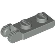 Hinge Plate 1 × 2 Locking with 2 Fingers On End, with Groove, 9 Teeth Hellgrau