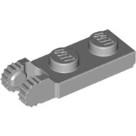 Hinge Plate 1 × 2 Locking with 2 Fingers On End, with Groove, 9 Teeth Hellblaugrau