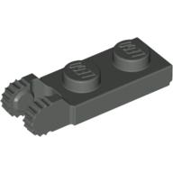 Hinge Plate 1 × 2 Locking with 2 Fingers On End, with Groove, 9 Teeth Dark Gray