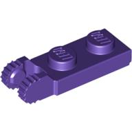Hinge Plate 1 × 2 Locking with 2 Fingers On End, with Groove, 9 Teeth Dunkellila