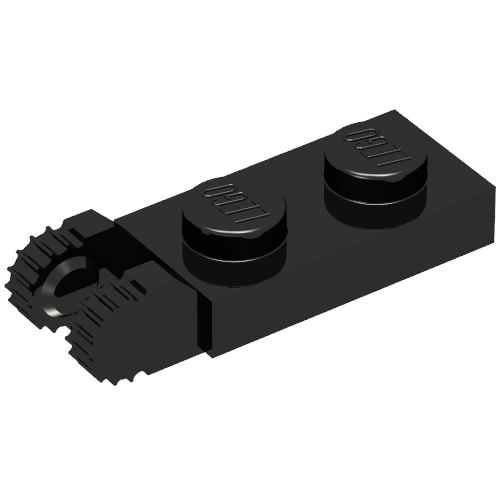 Hinge Plate 1 × 2 Locking with 2 Fingers On End, without Groove, 9 Teeth Schwarz
