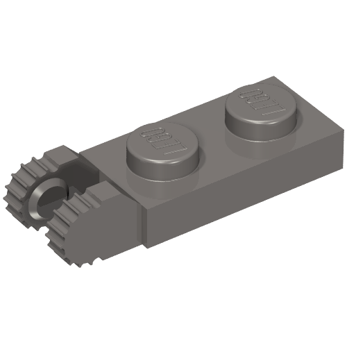 Hinge Plate 1 × 2 Locking with 2 Fingers On End, without Groove, 9 Teeth Dark Bluish Gray