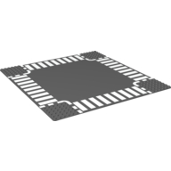 Baseplate 32 × 32 with 6-Stud Crossroads with White Dashed Lines and Crosswalks Print Dark Bluish Gray
