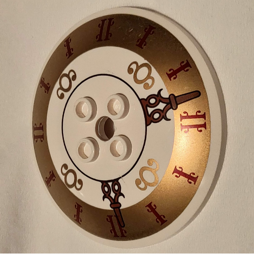 Dish 6 × 6 Inverted (Radar) with Hollow Studs and Clock Face Print White