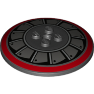 Dish 6 × 6 Inverted (Radar) with Solid Studs and Dark Red Circle and Dark Bluish Gray and Metallic Silver Fan Blades print Black