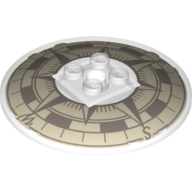 Dish 6 × 6 Inverted (Radar) with Solid Studs and Detailed Compass Rose Pattern [Solid Studs] Transparent