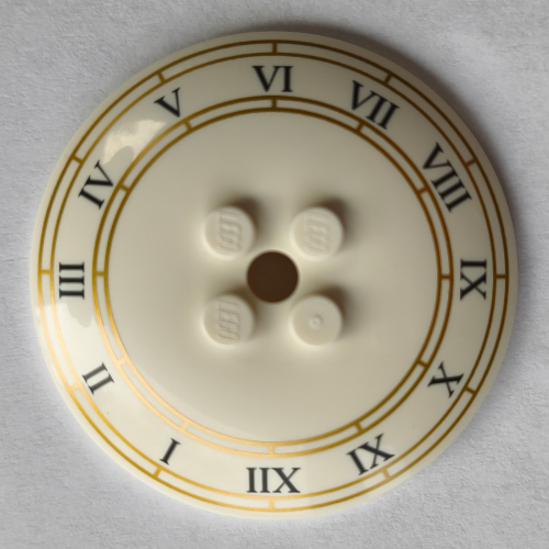 Dish 6 × 6 Inverted (Radar) with Solid Studs and Roman Numeral Clock Face print White