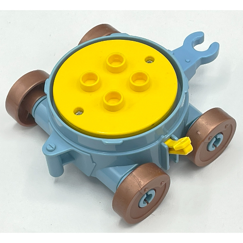 Duplo Cart with Wheels and Yellow Cross Lift Duplo Medium Blue