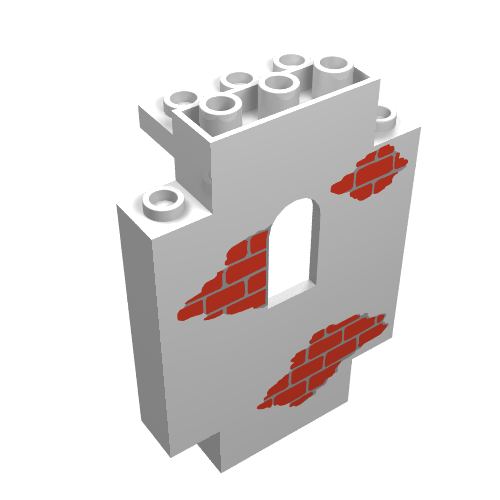 Panel 2 × 5 × 6 with Red Scattered Bricks/Wall Print Weiß