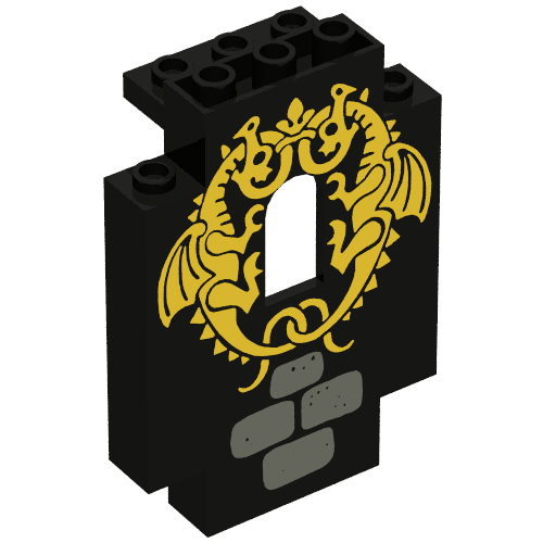 Panel 2 × 5 × 6 Wall with 2 Yellow Dragons Print Black