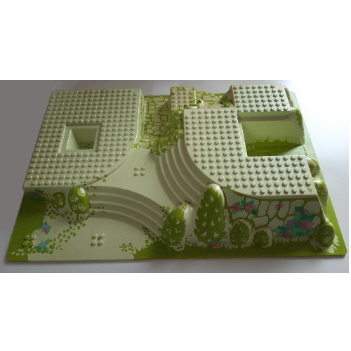 Baseplate Raised 32 × 48 × 6 with Front and Back Steps and Green Garden Print Light Lime