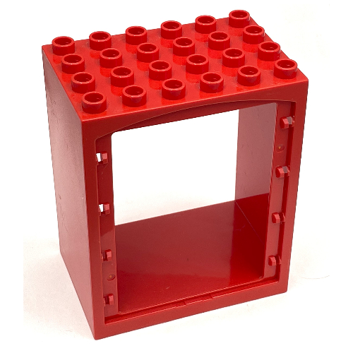 Duplo Door Frame / Entryway with Double Doorway and 4 × 6 Studs on Top Red