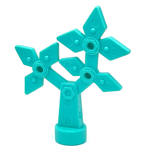 Duplo Flower, Faux Metal Bolts and Rivets Design, 8 Petals Light Turquoise