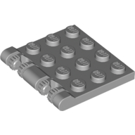 Hinge Plate 3 × 4 Locking Dual 2 Finger, 9 Teeth Hellblaugrau